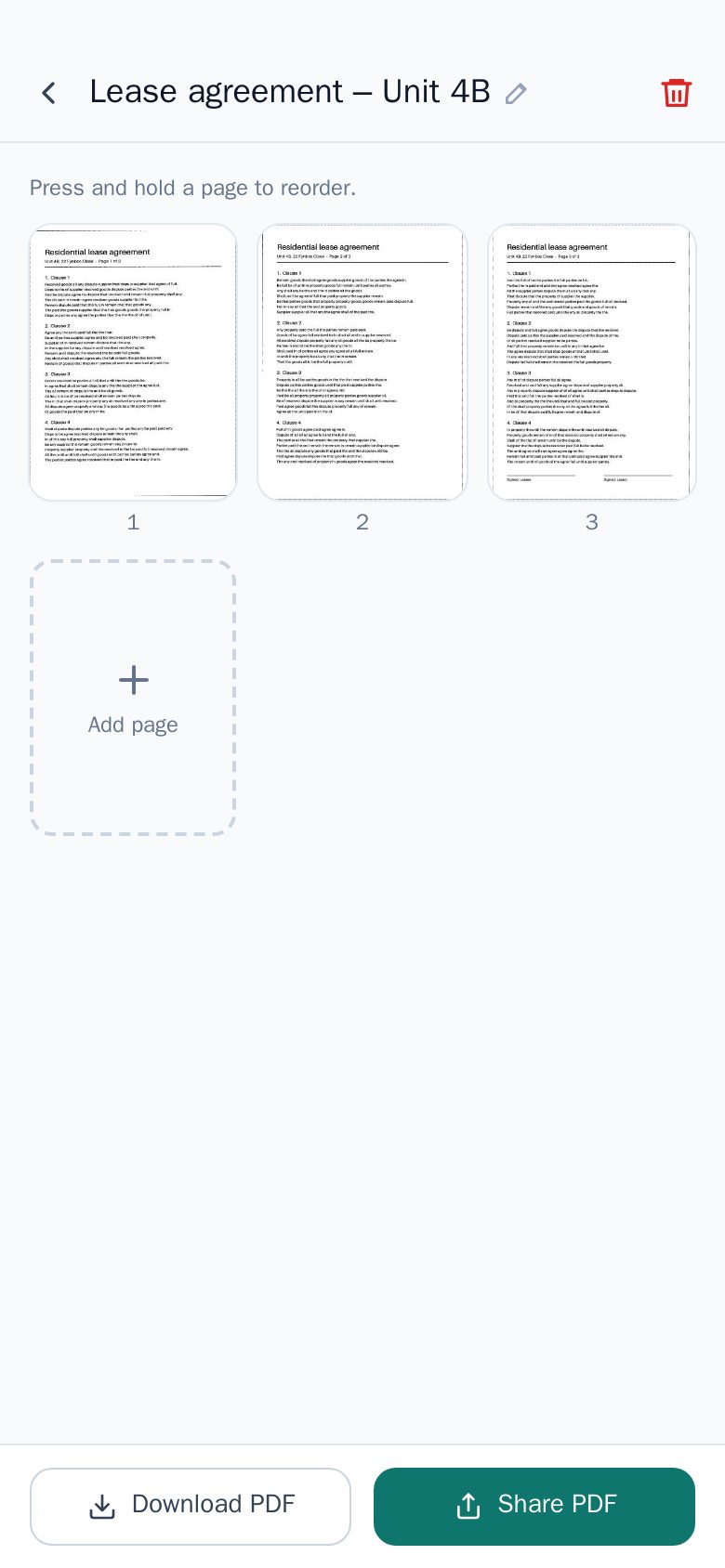 A cleaned-up multi-page document ready to share